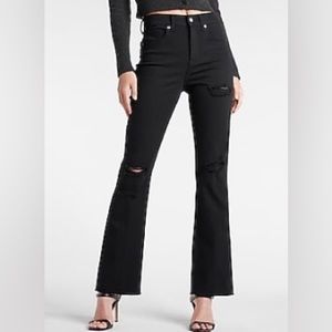 Express High Waisted Ripped 90s Boot Cut Jeans